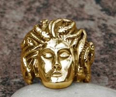 14K gold medusa ring